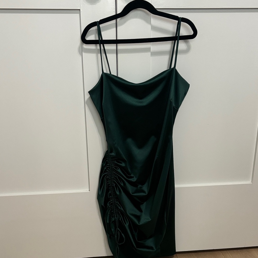 Windsor Dark Green Satin Mini Dress